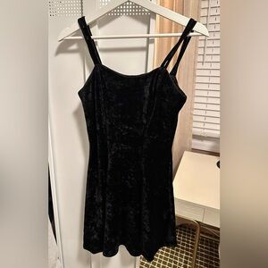 Vintage 90s Black Velvet Mini Dress